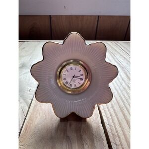 Lenox "Meridian" Porcelain Cottage Core Chic Cream Colored Quartz Flower Clock
